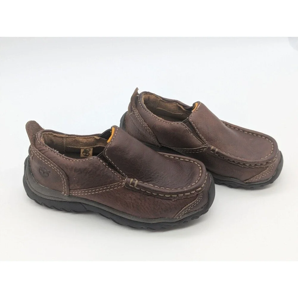 Timberland Toddler Boys Slip On Brown Leather Shoes Size 8.5